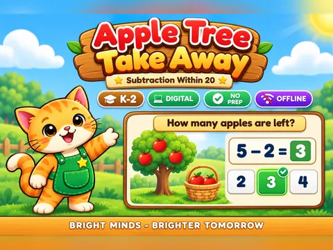 Apple Tree Take Away game cover: subtraction practice for K–2