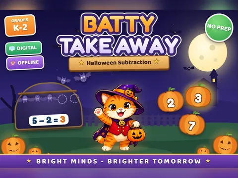 Batty Take Away game cover: subtraction practice for K–2