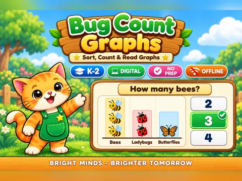 Bug Count Graphs game cover: picture and bar graphs practice for K–2