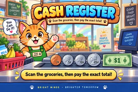 Cash Register game cover: money counting practice for Grade 2