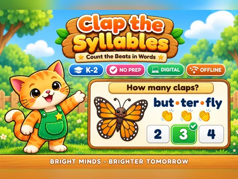 Clap the Syllables game cover: syllables practice for K–2