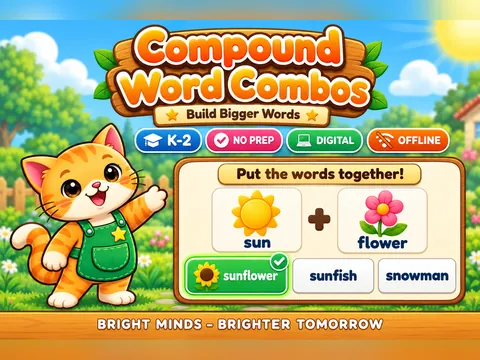 Compound Word Combos game cover: compound words practice for K–2
