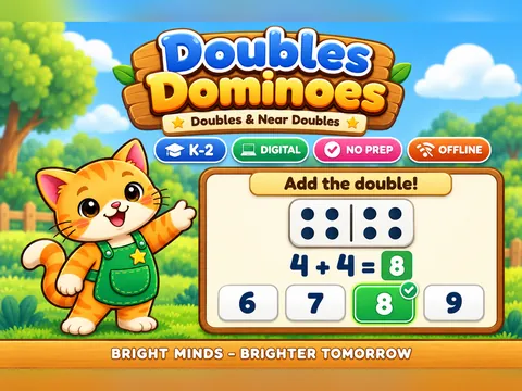 Doubles Dominoes game cover: doubles facts practice for K–2