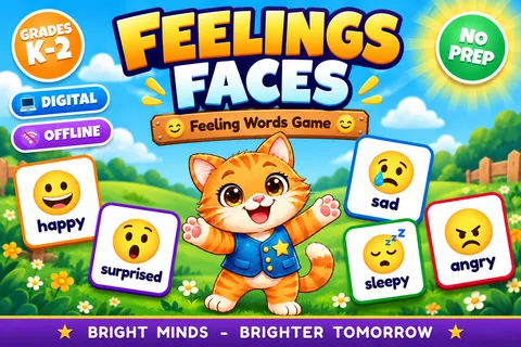 Feelings Faces game cover: feelings practice for K–2