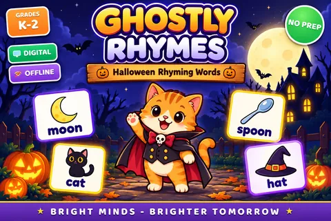 Ghostly Rhymes game cover: rhyming practice for K–1