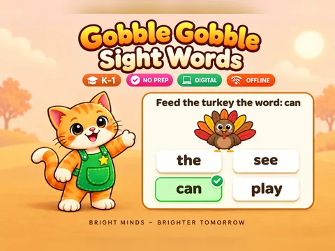 Gobble Gobble Sight Words game cover: sight words practice for K–1
