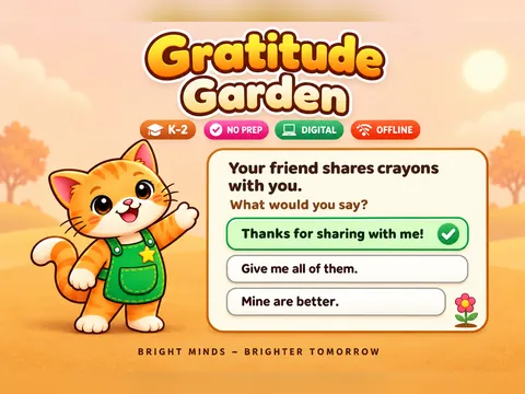 Gratitude Garden game cover: gratitude and kindness practice for K–2