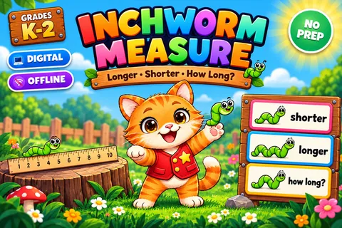 Inchworm Measure game cover: measuring practice for K–2