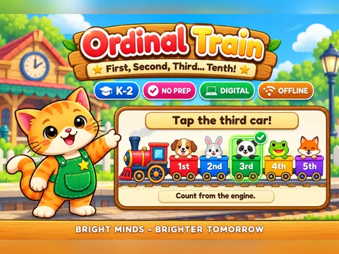 Ordinal Train game cover: ordinal numbers practice for K–1