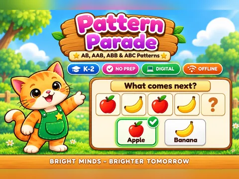 Pattern Parade game cover: patterns practice for K–2