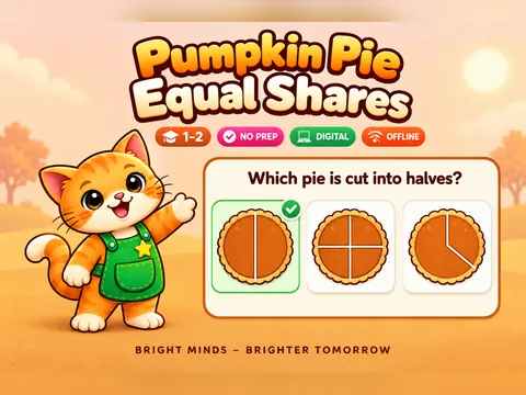 Pumpkin Pie Equal Shares game cover: equal shares practice for Grades 1–2