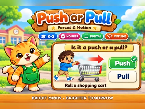 Push or Pull game cover: forces and motion practice for K–2