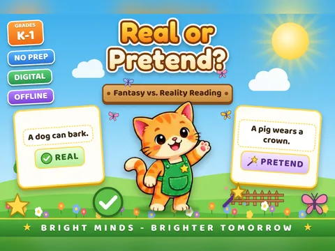 Real or Pretend? game cover: real or pretend practice for K–1