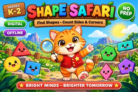 Shape Safari game cover: 2d shapes practice for K–1