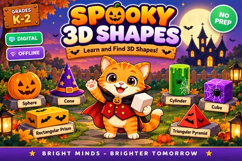 Spooky 3D Shapes game cover: 3d shapes practice for K–2