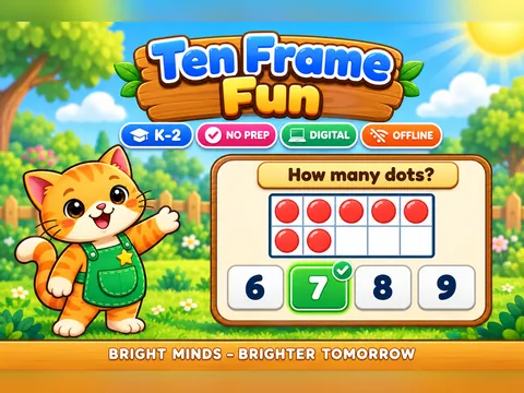 Ten Frame Fun game cover: ten frames practice for K–1