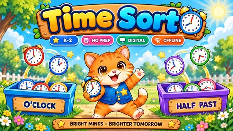 Time Sort game cover: telling time practice for Grades 1–2