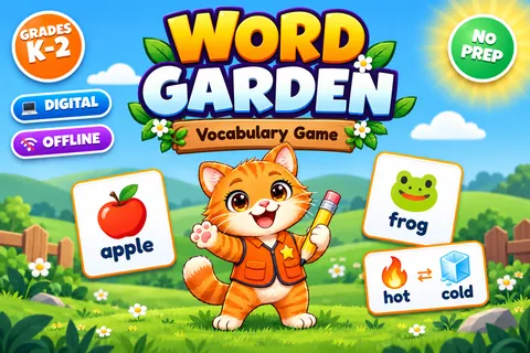 Word Garden game cover: vocabulary practice for K–1